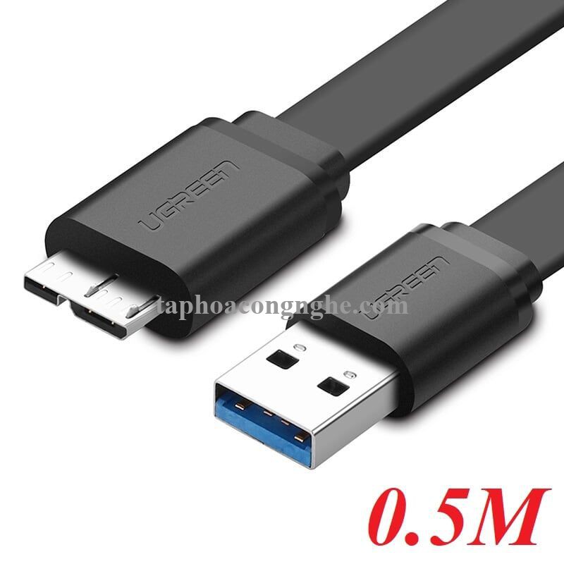 Ugreen 10853 0.5M màu Đen Cáp USB 3.0 sang MICRO USB 3.0 cho ổ cứng dáng dẹt US130 30010853